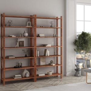 il_1000x1000.6845453062_comy.jpg Wooden bookcase Minimalist floor standing bookshelf Open solid wood shelf for living room and office Solid wood decor