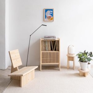 Small Record Player Stand, Vinyl Record Storage, Solid Wood Furniture - Baster