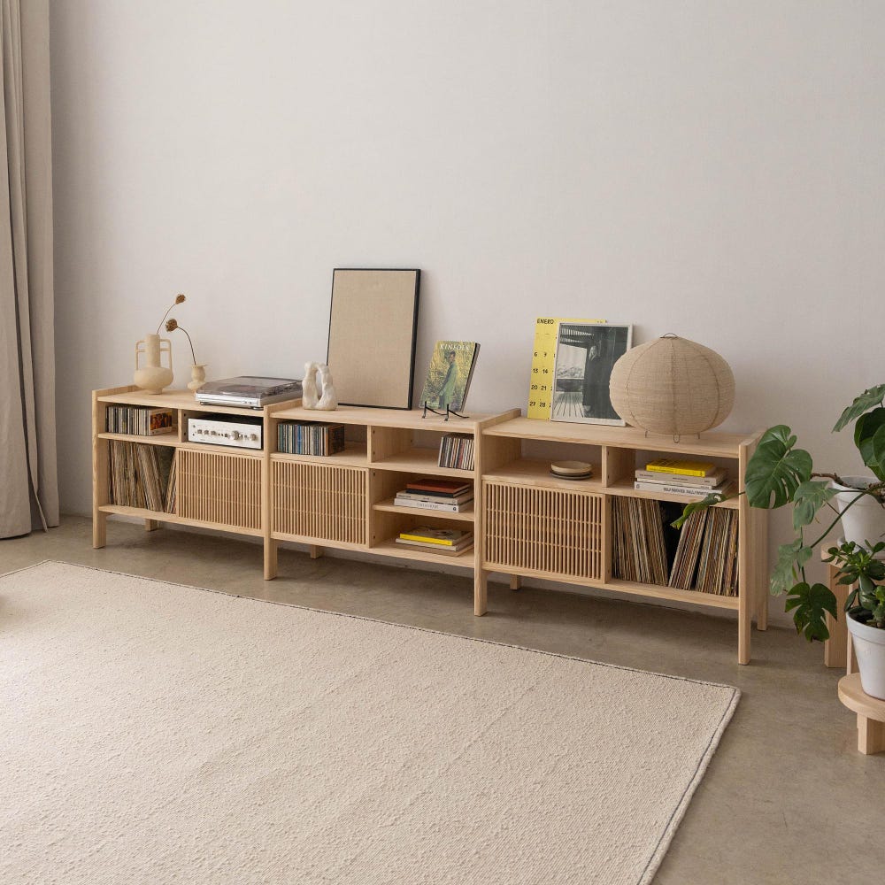 Wooden Turntable Stand, Vinyl Record Storage, 118" - Mesquida Large - Image 3