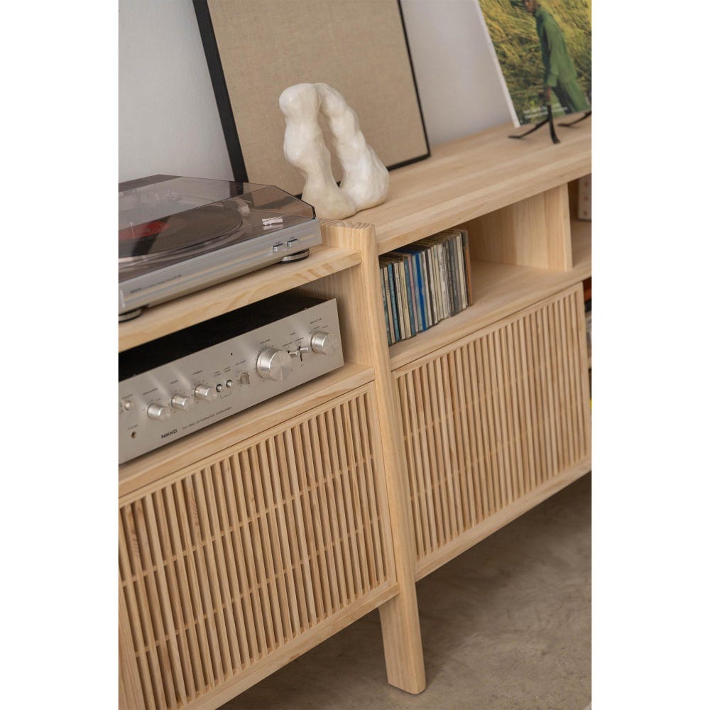 Wooden Turntable Stand, Vinyl Record Storage, 118" - Mesquida Large - Image 4