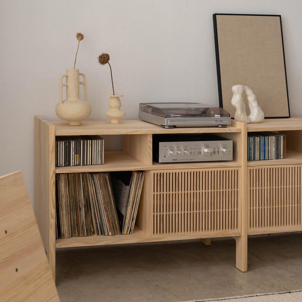 Wooden Turntable Stand, Vinyl Record Storage, 118" - Mesquida Large - Image 7