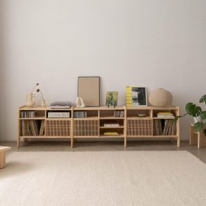 Wooden Turntable Stand, Vinyl Record Storage, 118" - Mesquida Large