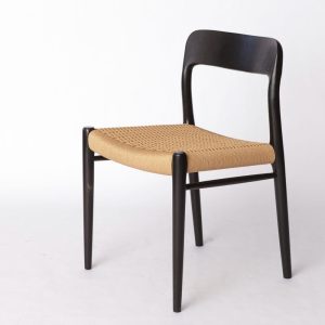 Niels Møller Model 75 Chair in Black Oak with Danish Cord, 1960s Mid-Century Modern Scandinavian Design