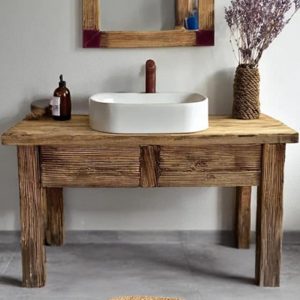 Solid Rustic Bathroom Vanity - Custom Handcrafted Farmhouse Small Live Edge Reclaimed and Barn Wood Vanities - Unique Design- Home Decor