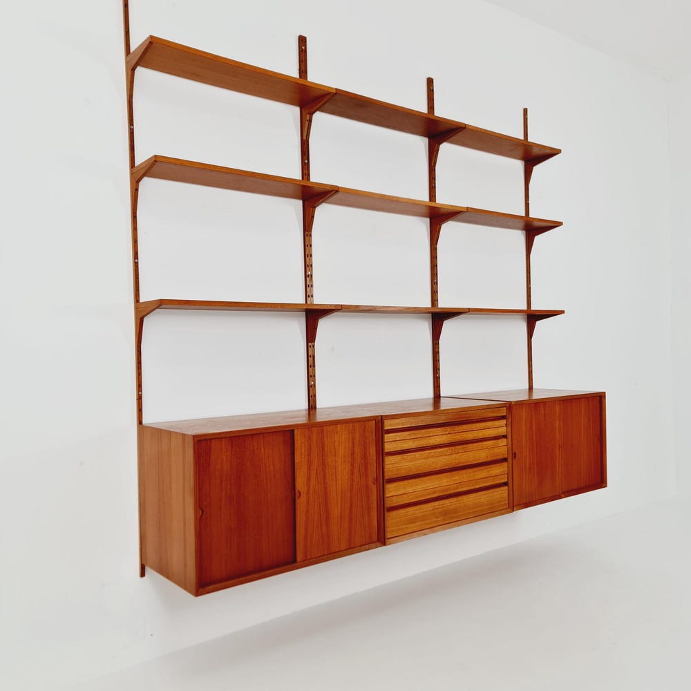 Big Mid century Danish Teak Wall Unit with 3 cabinets by Poul Cadovius for Cado, Denmark, 1960s - Image 3