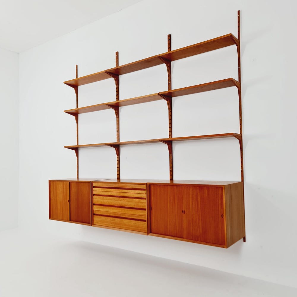 Big Mid century Danish Teak Wall Unit with 3 cabinets by Poul Cadovius for Cado, Denmark, 1960s - Image 9