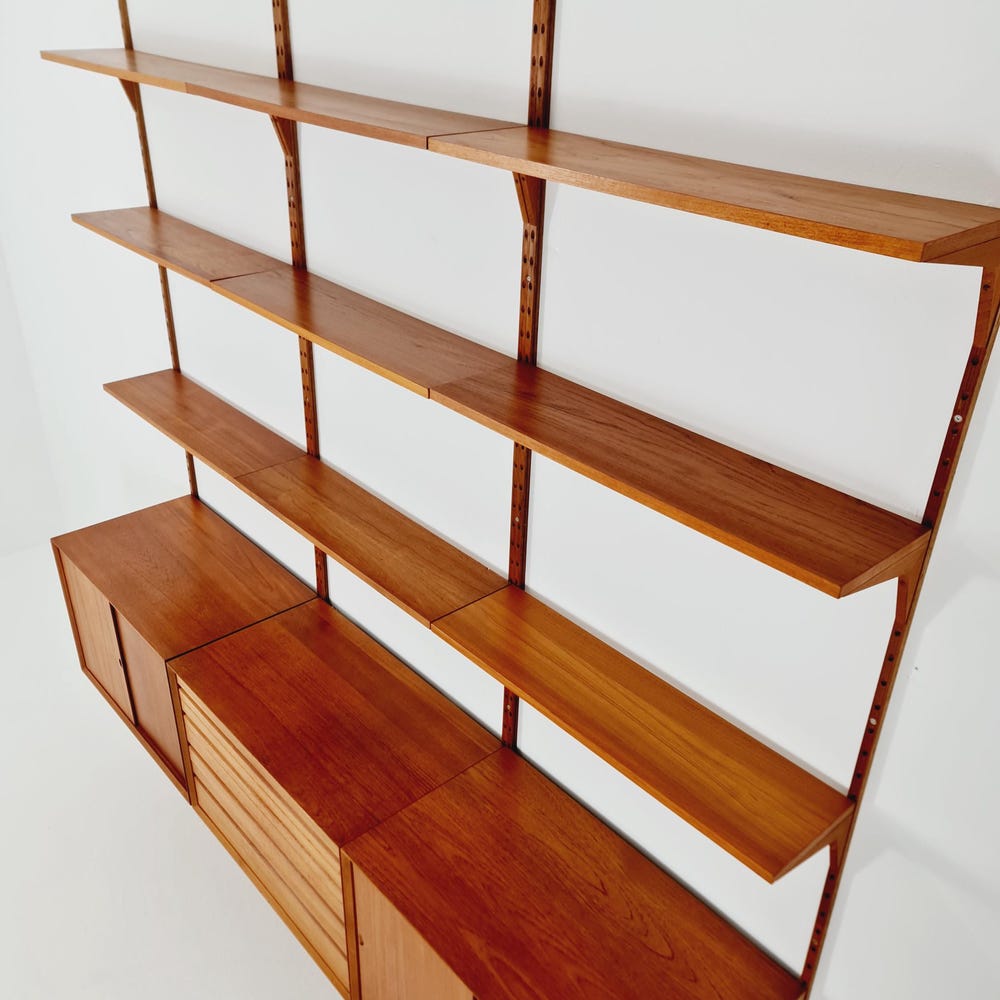 Big Mid century Danish Teak Wall Unit with 3 cabinets by Poul Cadovius for Cado, Denmark, 1960s - Image 7