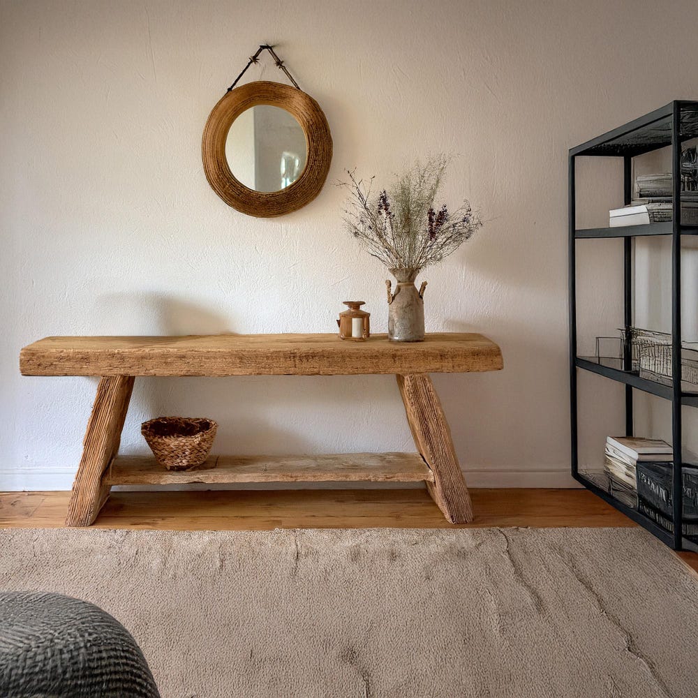 Custom Rustic Wooden Console Table – Handmade Farmhouse Live Edge Solid Wood Entryway Hallway Dresser – Narrow Handcrafted for Living Room - Image 3