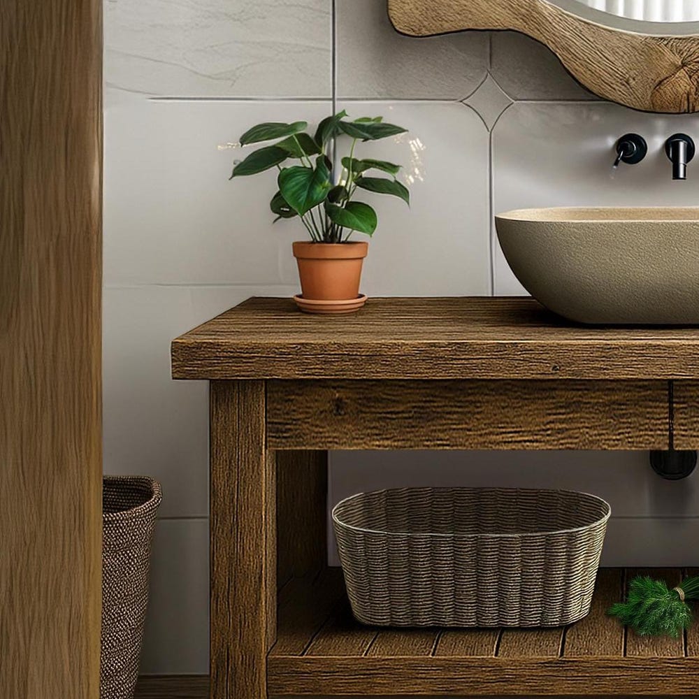 Wooden Rustic Style handmade bathroom vanity live edge solid wood cabinet sink table counter top farmhouse home decor furniture handcrafted - Image 2