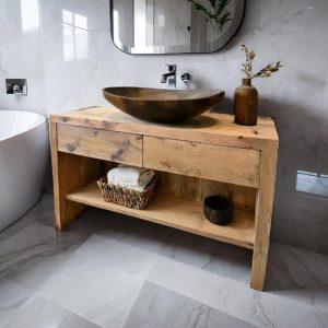 Solid Rustic Bathroom Vanity - Custom Handcrafted Farmhouse Small Live Edge Reclaimed and Barn Wood Vanities - Unique Design- Home Decor