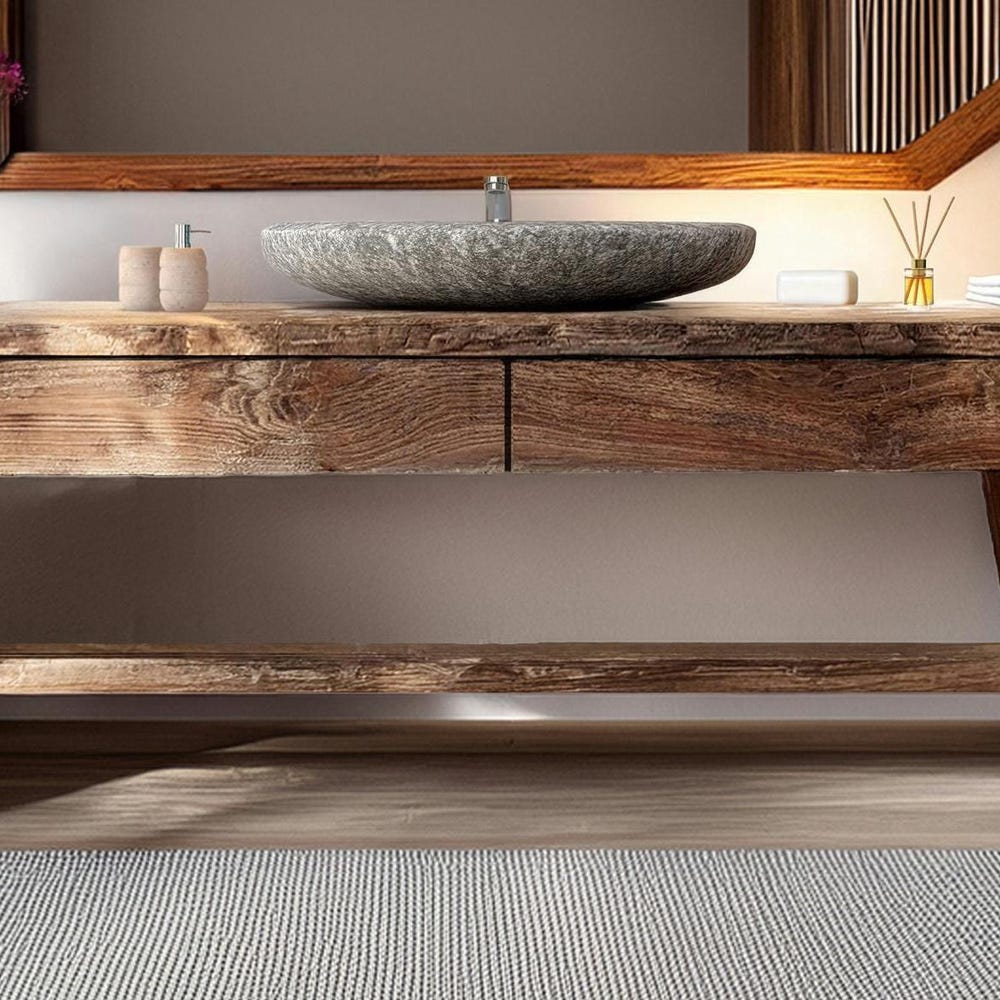 Wooden Rustic Style handmade bathroom vanity live edge solid wood cabinet sink table counter top farmhouse home decor furniture handcrafted - Image 2