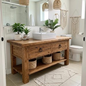 Handmade Rustic Barnwood Vanity Bathroom, Rustic Single Sink Vanity, Unique Reclaimed Farmhouse Vanity, Counter Top Wood Table with Drawers