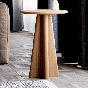 Round End Table - Unique Side Table - Modern Solid Oak Table - Wooden End/Side Table for Living Room - Set of End Side Tables
