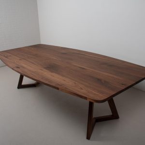 Large Walnut Table, 9 Foot Dining Table with Curved Edge, Solid Walnut Dining Table, Modern Wood Table for Dining Room or Meeting Room