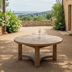 Rustic Round Coffee Table for Living Room Custom Handmade Reclaimed Wood Barnwood Coffee Table with Shelf Low Round Furniture Decor for Gift