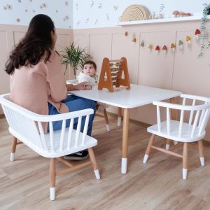 Customizable Montessori Wooden Kids Table, Windsor Chair & Bench – | Special production and offers are made for commercial areas.