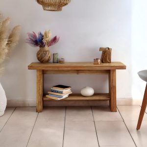 Solid Rustic Wooden Console Table – Custom Handcrafted Farmhouse Entryway Dresser – Small Live Edge Corner Bench Barn Wood Hallway Decor