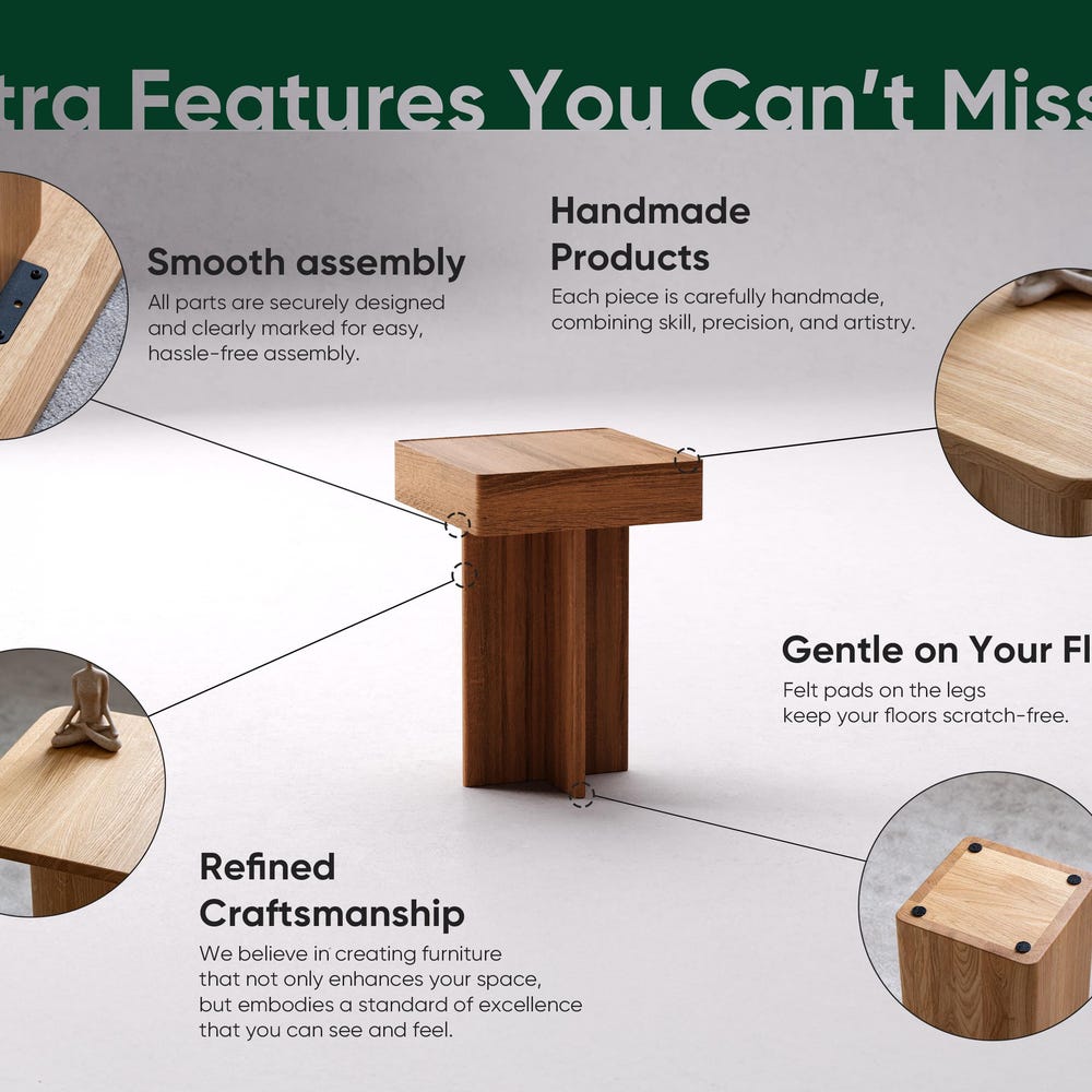 Modern End Table - Real Wood Side Table - Solid Oak End Table - Minimalist End/Side - Set of End Side Tables - Scandi end table - Image 8