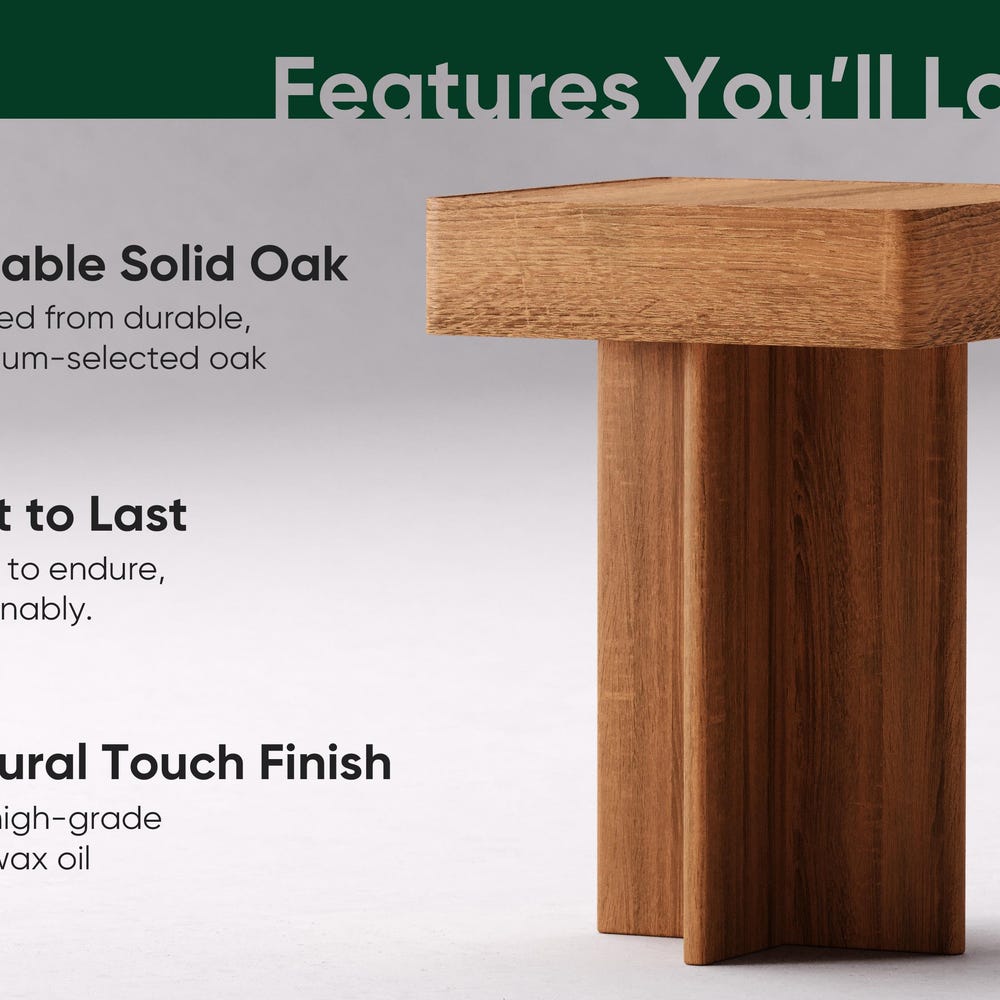 Modern End Table - Real Wood Side Table - Solid Oak End Table - Minimalist End/Side - Set of End Side Tables - Scandi end table - Image 4