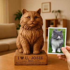 Custom Wooden Pet Statue – Dog or Cat Memorial Gift – Personalized Dog Portrait – Unique Painting from Pet Photo