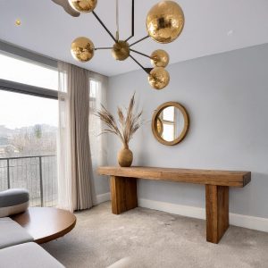 Custom Rustic Wooden Console Table – Handmade Farmhouse Live Edge Solid Wood Entryway Hallway Dresser – Narrow Handcrafted for Living Room