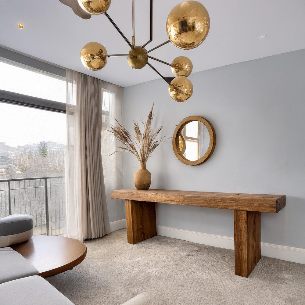 Custom Rustic Wooden Console Table – Handmade Farmhouse Live Edge Solid Wood Entryway Hallway Dresser – Narrow Handcrafted for Living Room