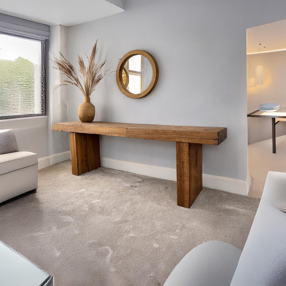 Custom Rustic Wooden Console Table – Handmade Farmhouse Live Edge Solid Wood Entryway Hallway Dresser – Narrow Handcrafted for Living Room - Image 4