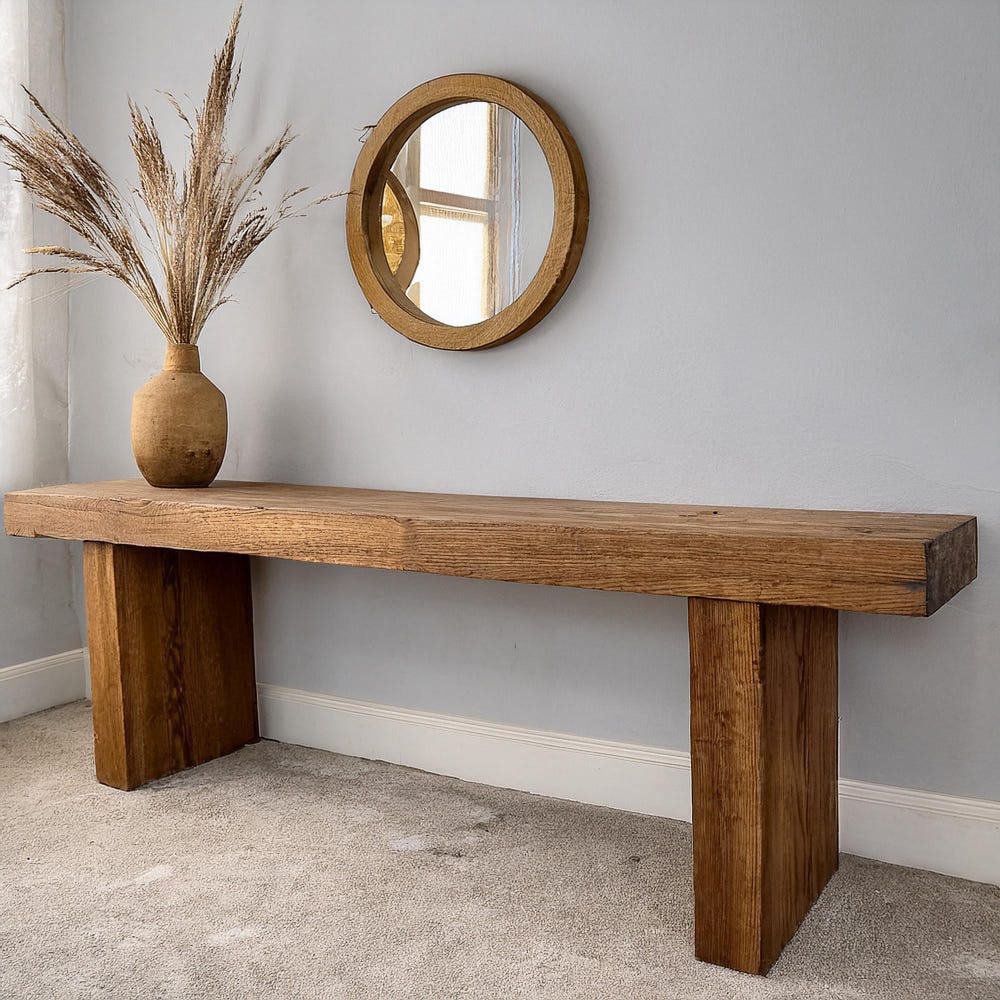 Custom Rustic Wooden Console Table – Handmade Farmhouse Live Edge Solid Wood Entryway Hallway Dresser – Narrow Handcrafted for Living Room - Image 3