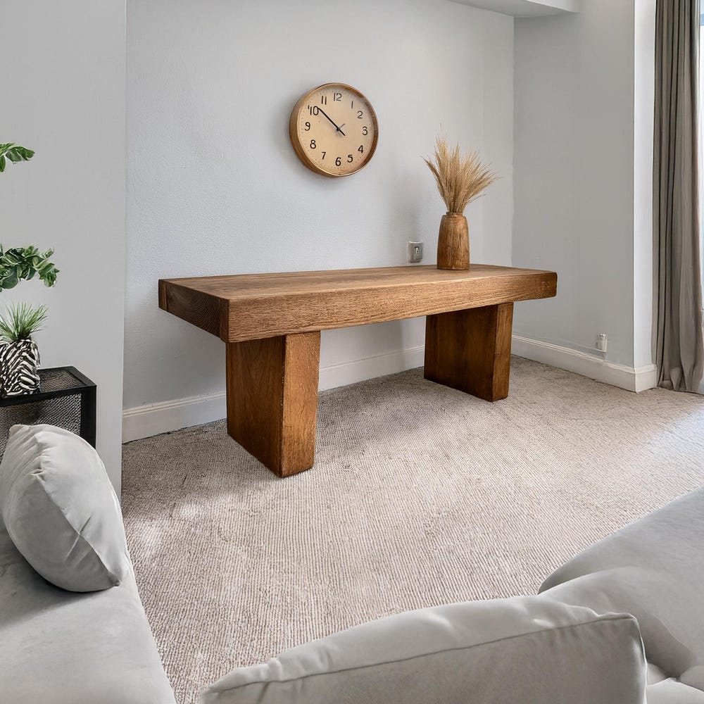 Custom Rustic Wooden Console Table – Handmade Farmhouse Live Edge Solid Wood Entryway Hallway Dresser – Narrow Handcrafted for Living Room