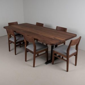 Long Walnut Dining Table, Walnut Table Top on Black Steel Dining Legs, 8 Foot Wood Table for Dining Room or Kitchen, Solid Wood Table Top