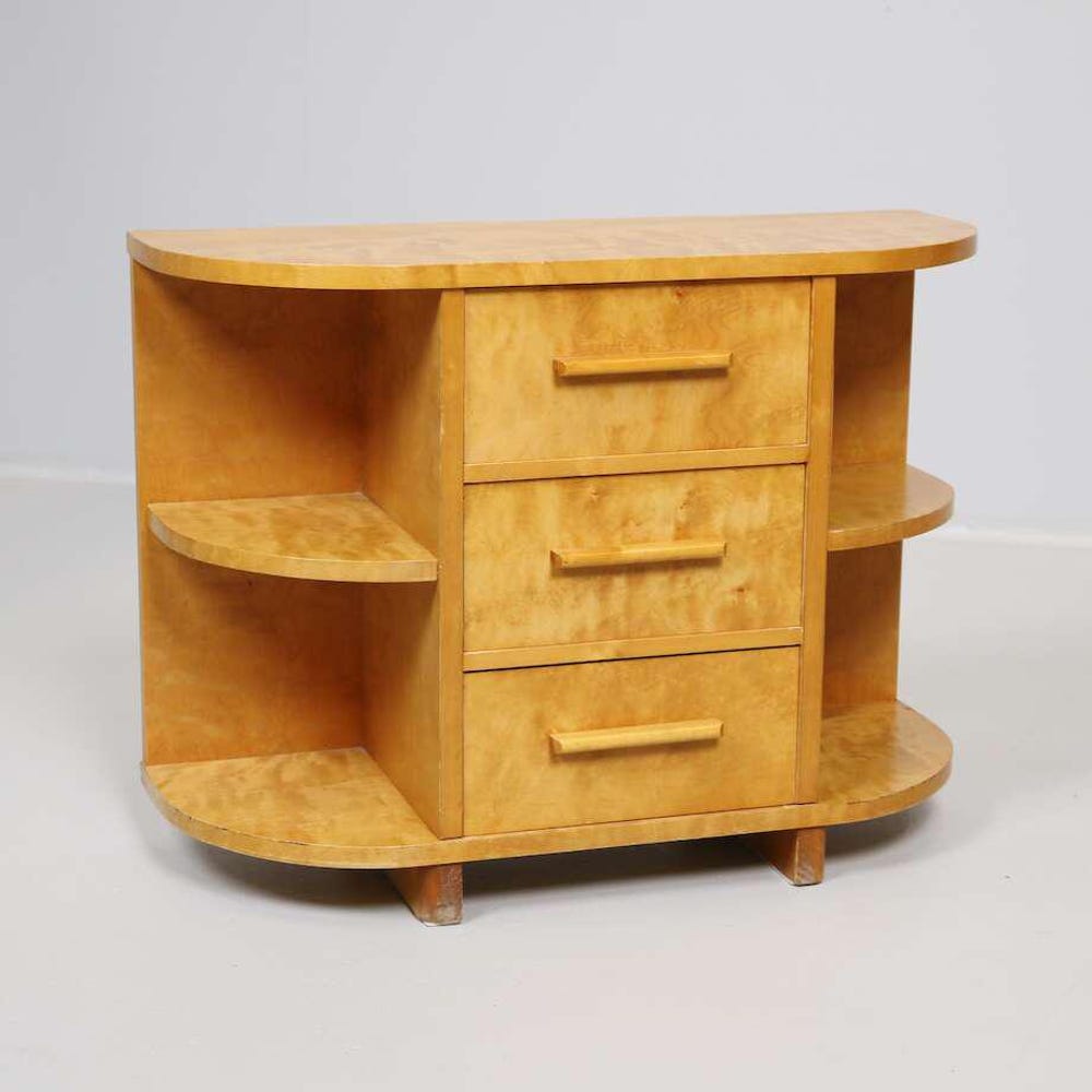 Scandinavian chest of drawers birch mid century dresser functionalism dresser vintage Swedish chest of drawers birchwood bedside table 1930s