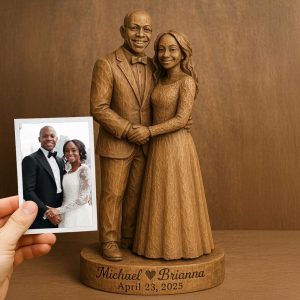 Personalized Couple Wood Portrait from Photo – Custom Wedding Gift, Handmade Wooden Anniversary Sculpture & Keepsake Art