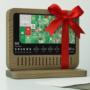Smart Stock Display Gift for Boss or Investor | Minimalist Wooden Financial Dashboard for Office Desk Decor, DAKBoard