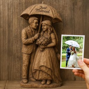 Handmade Wedding Sculpture from Photo – Personalized Wood Couple Portrait, Custom Rustic Decor Gift for Anniversary or Wedding