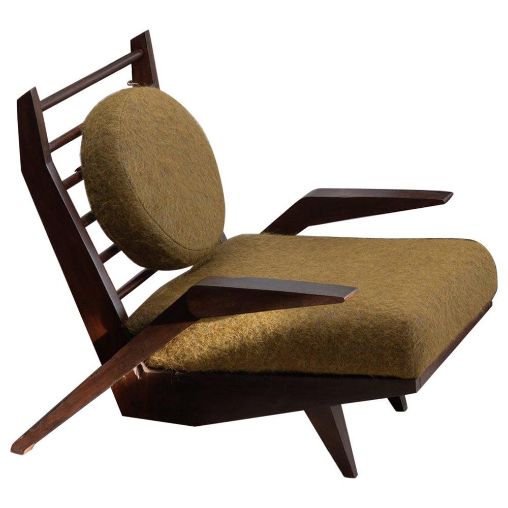 Brazilian Modernist Lounge Chair | Pierre Frey Upholstery | Mid-Century Sculptural Design | Rare Collector’s Chair | Art Furniture