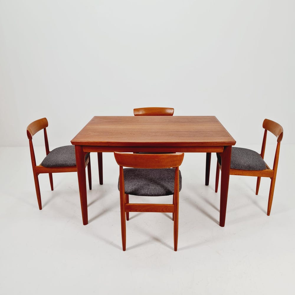Danish Henning Kjaernulf rectangular teak table with two extension leaves, Denmark 1960s - Image 6