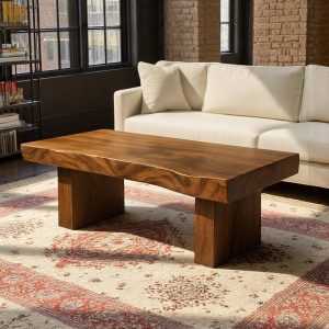 Live Edge Solid Wood Coffee Table, Natural Edge Coffee Table, Handmade Walnut Center Table, Rustic Modern Wood Table for Living Room