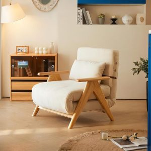 Antonia Single Sofa Bed | Linen Sofa Bed Chair | Armchair with Pull-Out Bed | Small Space Furniture | Modern Guest Room Sleeper, Home decor