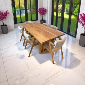 Live Edge Dining Table - Handcrafted Modern Walnut Wood Kitchen & Dining Table, Rustic Natural Edge Wood Table