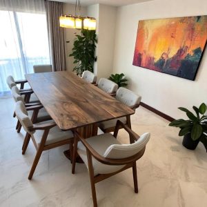 Live Edge Dining Table Handcrafted Walnut Wood Kitchen Table Modern Wood Dining Table