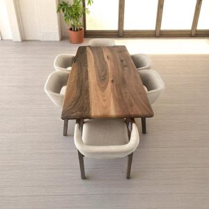 Live Edge Walnut Dining Table - Handmade Wooden Farmhouse Kitchen Table, Solid Walnut Wood Dining & Walnut Wood Table