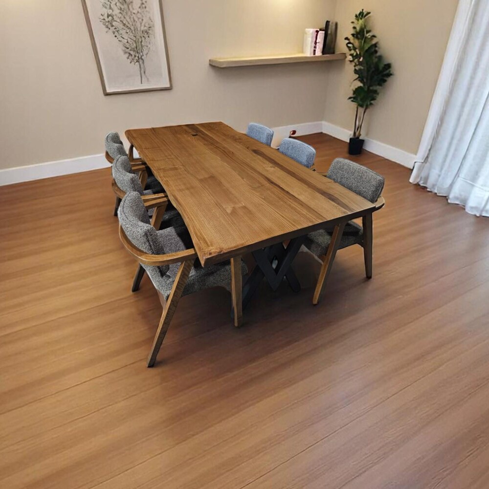 Live Edge Walnut Dining Table - Handmade Wooden Kitchen Table, Farmhouse Walnut Wood Dining Table, Rustic Wood Table for Kitchen - Image 4