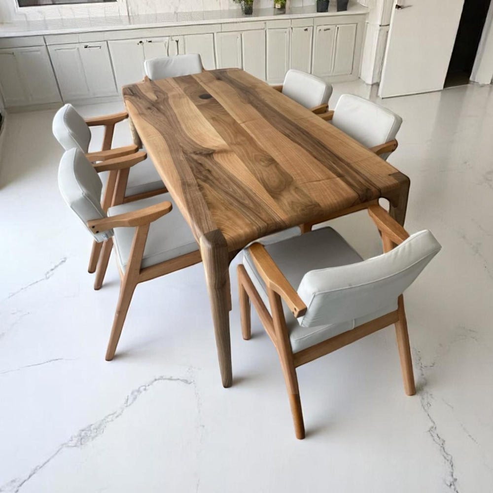 Live Edge Walnut Dining Table, Modern Handcrafted Wood Kitchen & Dining Table, Unique Natural Wood Table for Home - Image 9