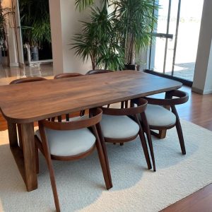 Modern Wood Dining Table, Live Edge Walnut Table, Handcrafted Kitchen Dining Table, Stylish Rustic & Contemporary Design