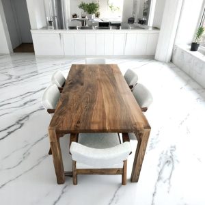 Solid Walnut Dining Table, Live Edge Wood Kitchen Table, Handmade Walnut Dinner Table, Rustic Solid Wood Table for Home & Dining Room