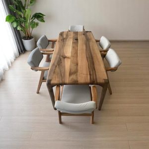 il_1000x1000.6867785387_hitg-1.jpg Solid Walnut Dinner Table - Live Edge Wooden Kitchen & Dining Table, Handmade Walnut Wood Table, Durable Rustic Dining Furniture