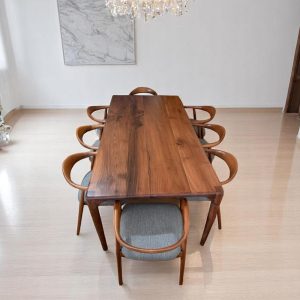 Live Edge Dining Table - Modern Handcrafted Walnut Wood Kitchen & Dining Table, Natural Wood Table