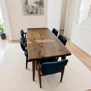 Live Edge Dining Table - Handcrafted Modern Walnut Wood Kitchen & Dining Table, Rustic Wood Table for Home