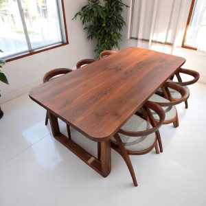 Walnut Wood Dining Table – Modern Handcrafted Kitchen & Rustic Wood Dining Table for Home