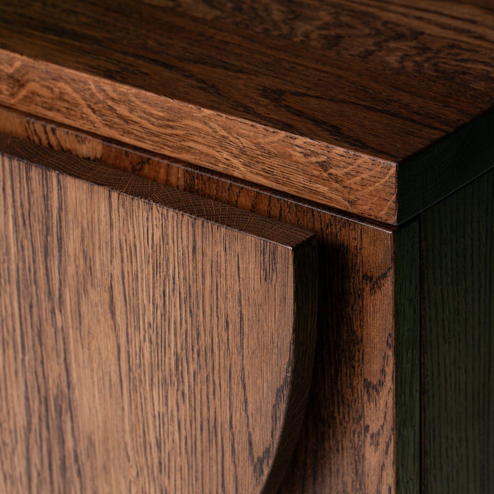 Handcrafted Modern Wood Dresser - Solid Oak Storage Cabinet with Geometric Carved Front - Mid-Century Chest of Drawers - Image 5